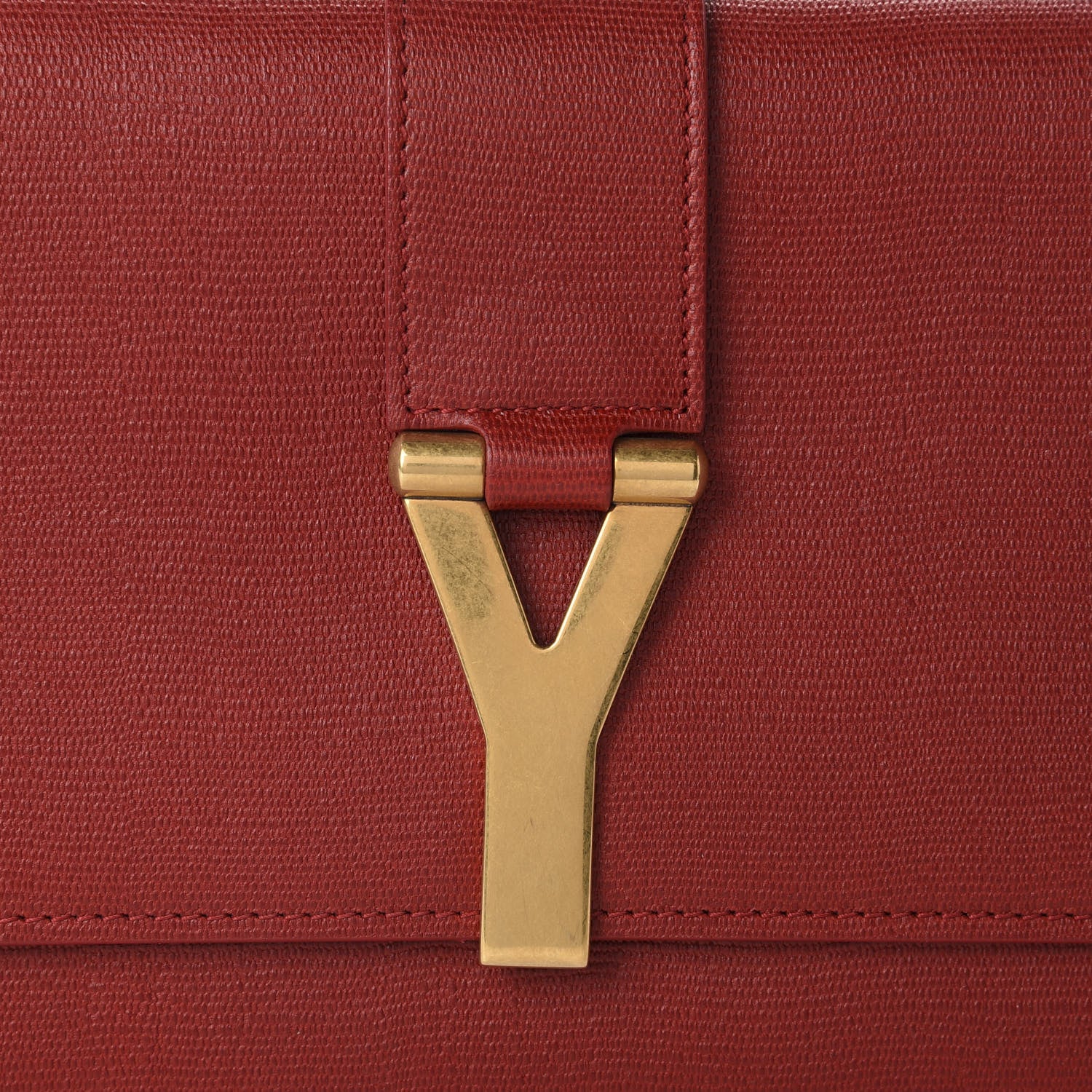 Saint Laurent Calfskin Classic Y Ligne Clutch Red 10 of 10