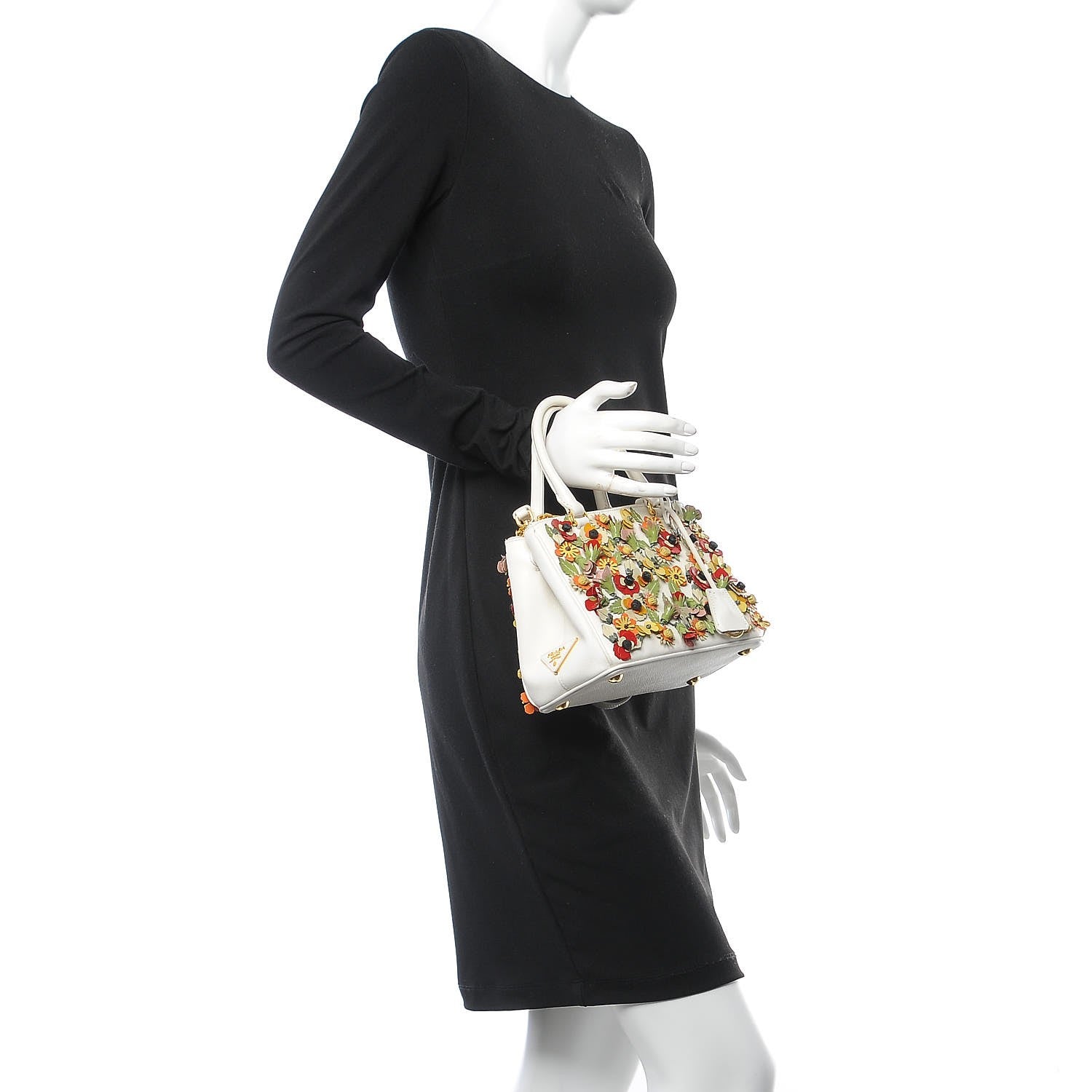 Prada Saffiano Small Galleria Double Zip Garden Tote Bianco 3 of 9