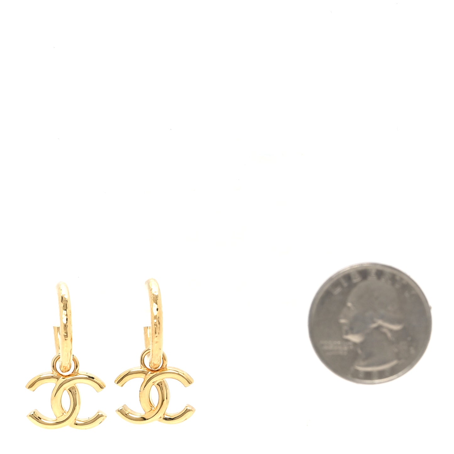 CC Hoop Drop Earrings Gold