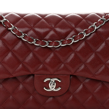 Chanel Caviar Quilted Jumbo Double Flap Burgundy 8 of 11
