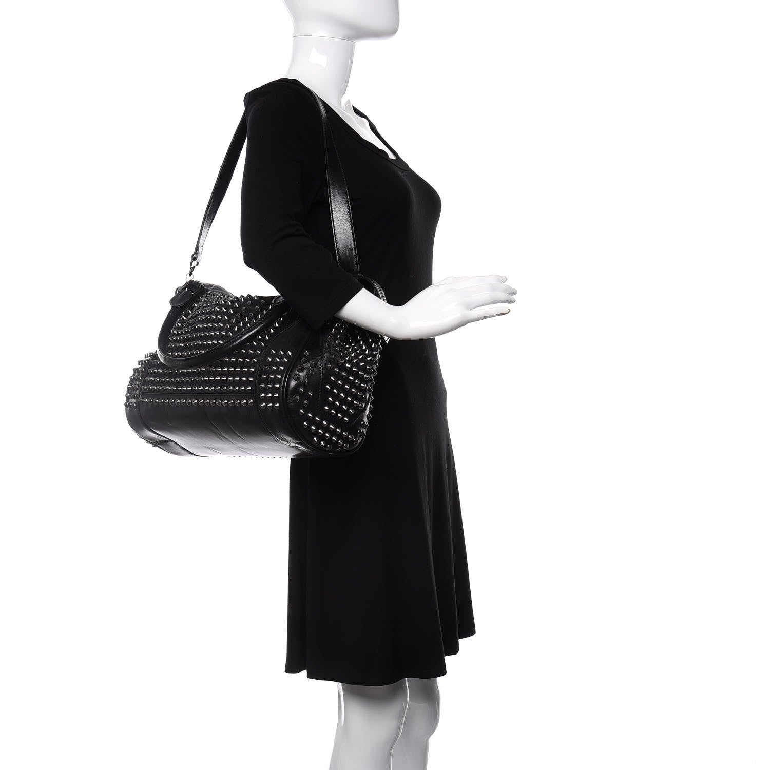 Burberry Lambskin Studded Medium Edenham Satchel Black 2 of 10