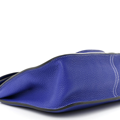 Hermes Taurillon Clemence Halzan 31 GM Bleu Electrique 9 of 12