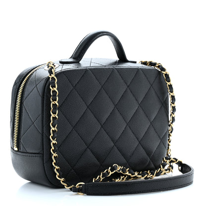 Chanel Caviar Quilted CC Small Top Handle Vanity Case Black 3 of 10