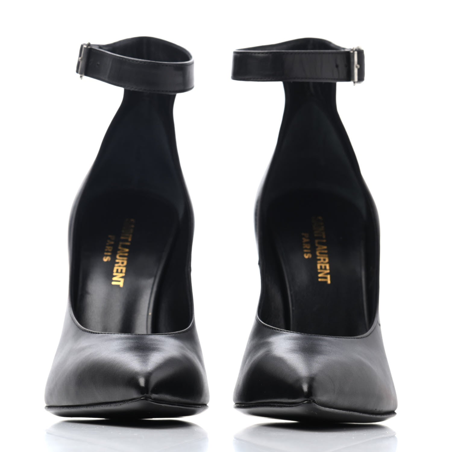 Saint Laurent Seta Calfskin Astra Paris 105 Ankle Strap Pumps 35.5 Black 2 of 4