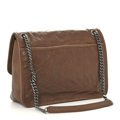 Saint Laurent Crinkled Calfskin Matelasse Monogram Medium Niki Chain Satchel Tan Brown 3 of 10