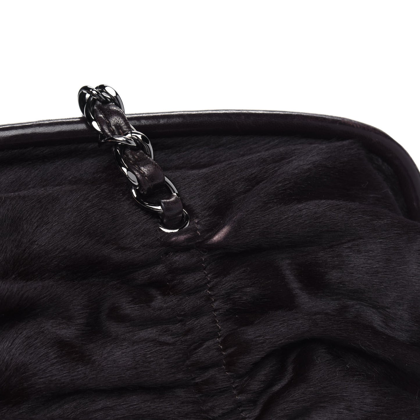 Pony Hair Sharpei Frame Tote Dark Brown