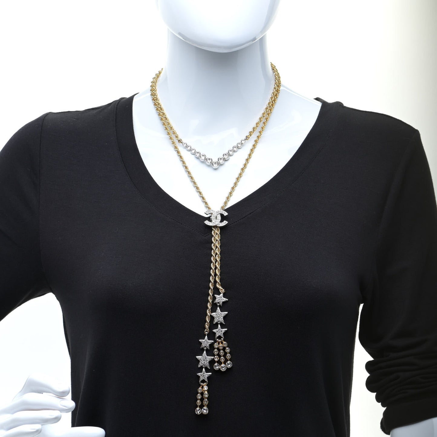 Crystal CC Star Necklace Gold