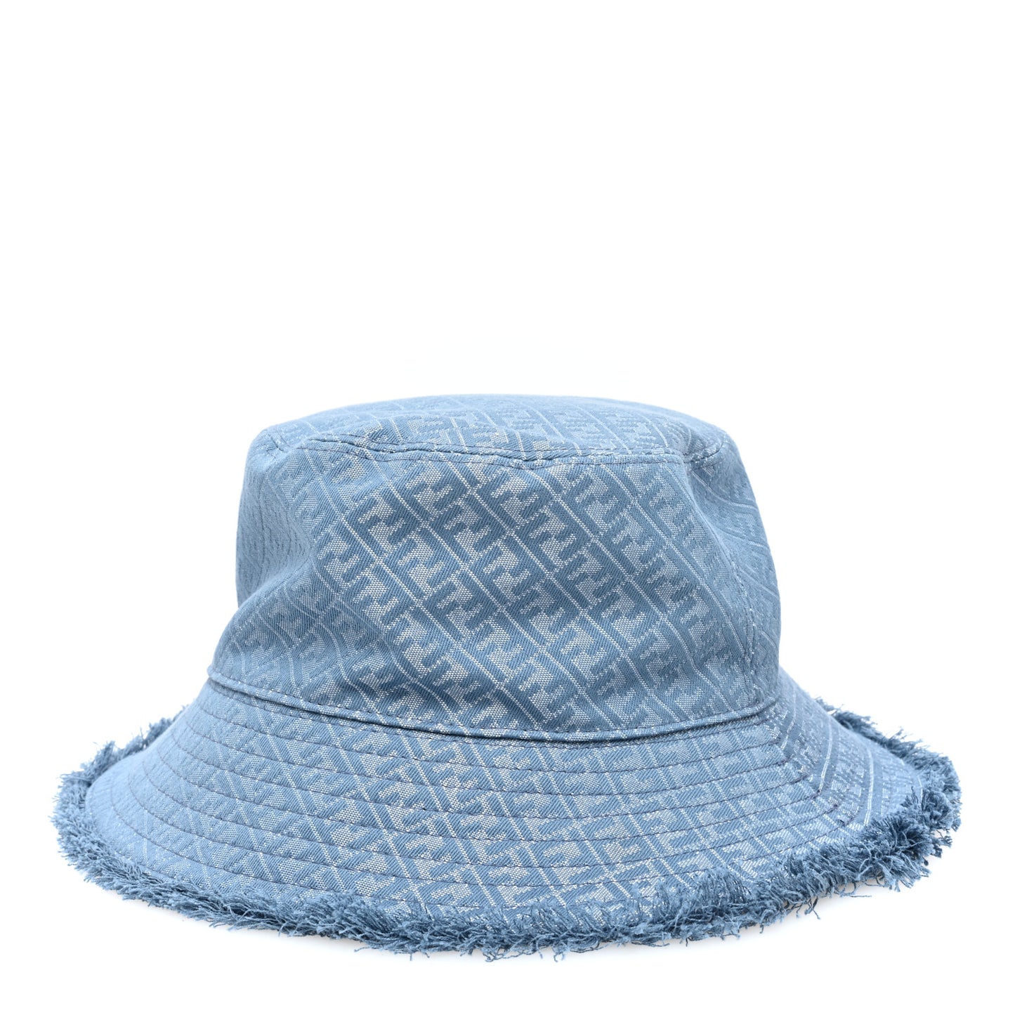 Denim Frayed FF Bucket Hat L Blue