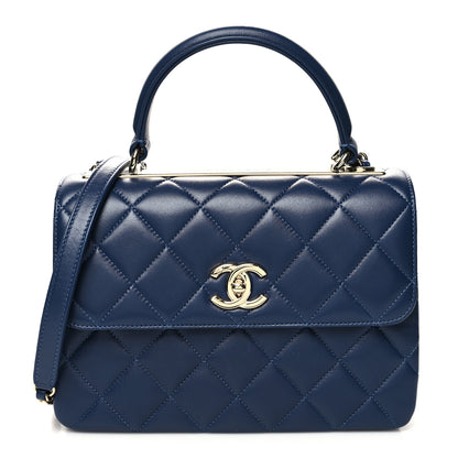 Chanel Lambskin Quilted Small Trendy CC Flap Dual Handle Bag Navy 1 of 13