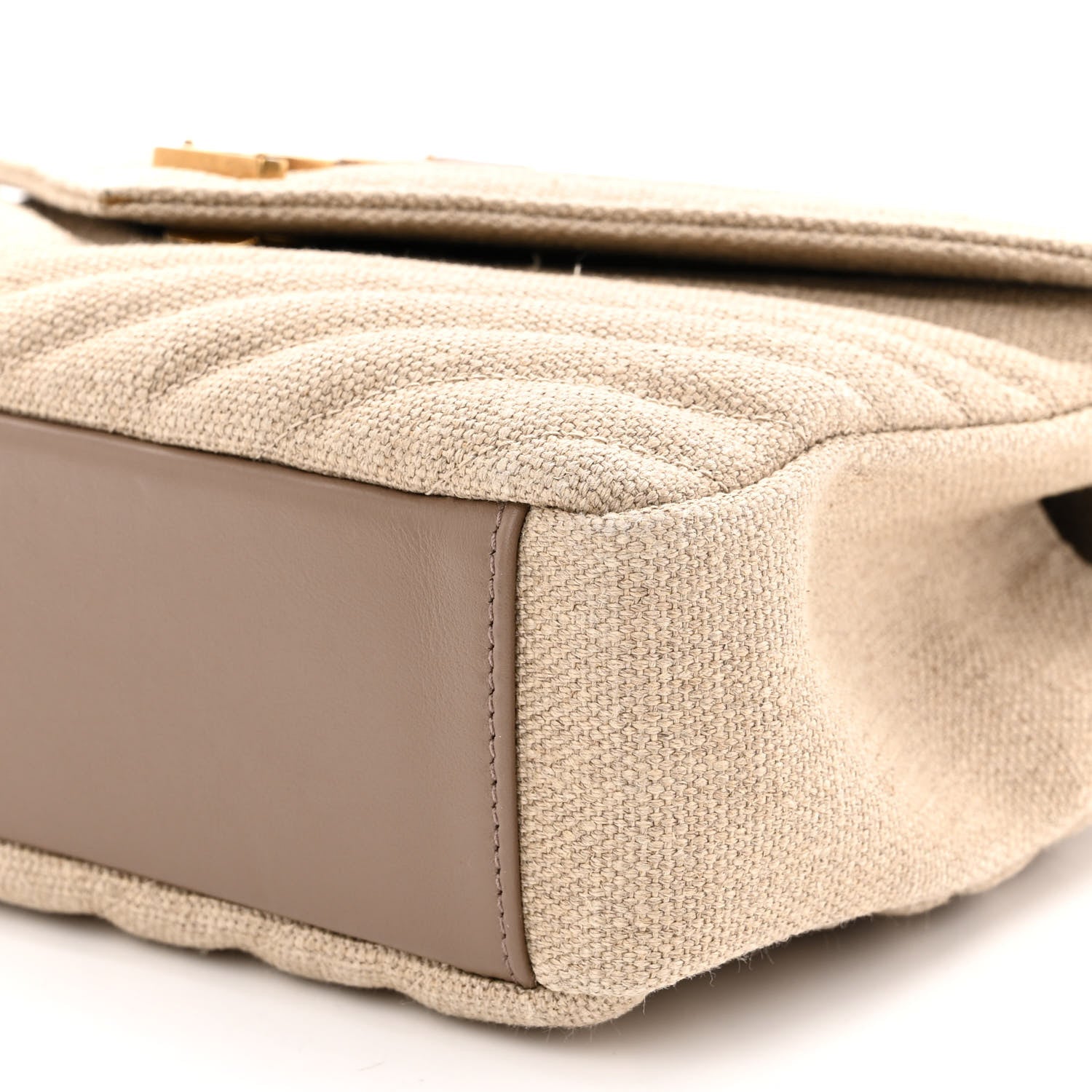 Saint Laurent Linen Quilted College Medium Chain Bag Taupe 9 of 10