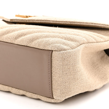 Saint Laurent Linen Quilted College Medium Chain Bag Taupe 9 of 10
