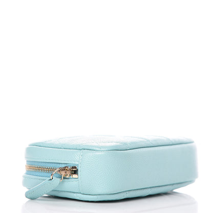 Chanel Caviar Quilted Small Curvy Pouch Cosmetic Case Light Blue 4 of 10