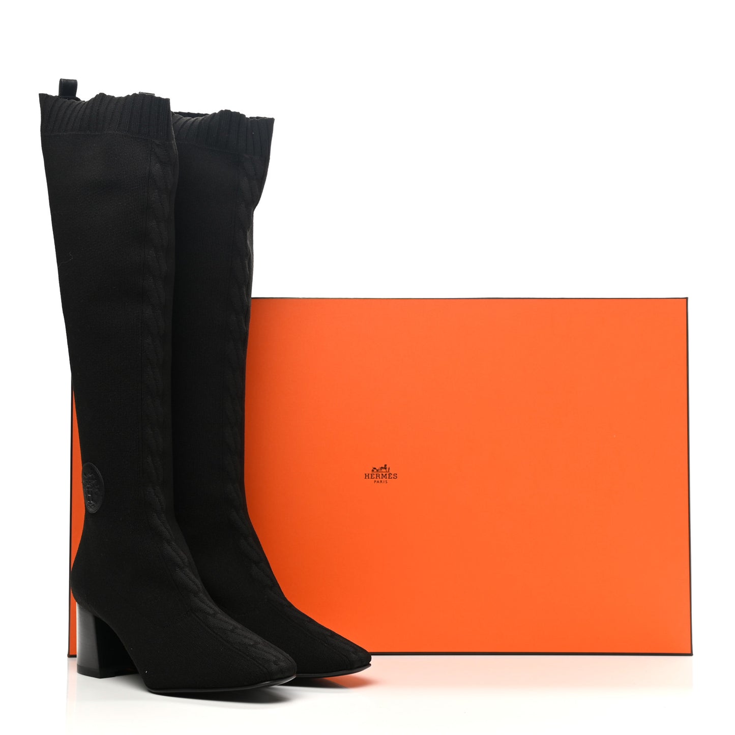 Knit Calfskin Fontaine 60 Boots 38.5 Black