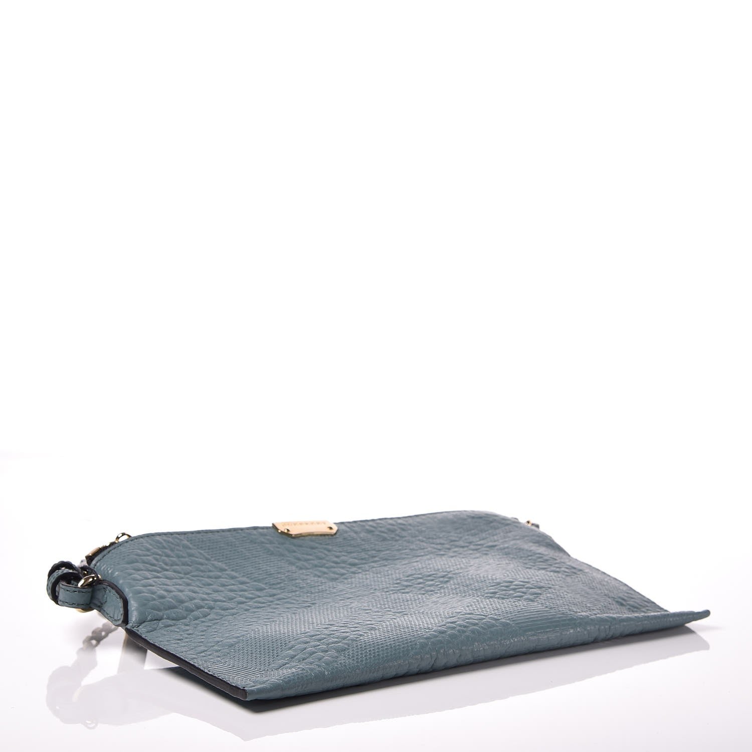 Burberry Signature Grain Calfskin Check Embossed Peyton Crossbody Clutch Bag Celadon Blue 4 of 8