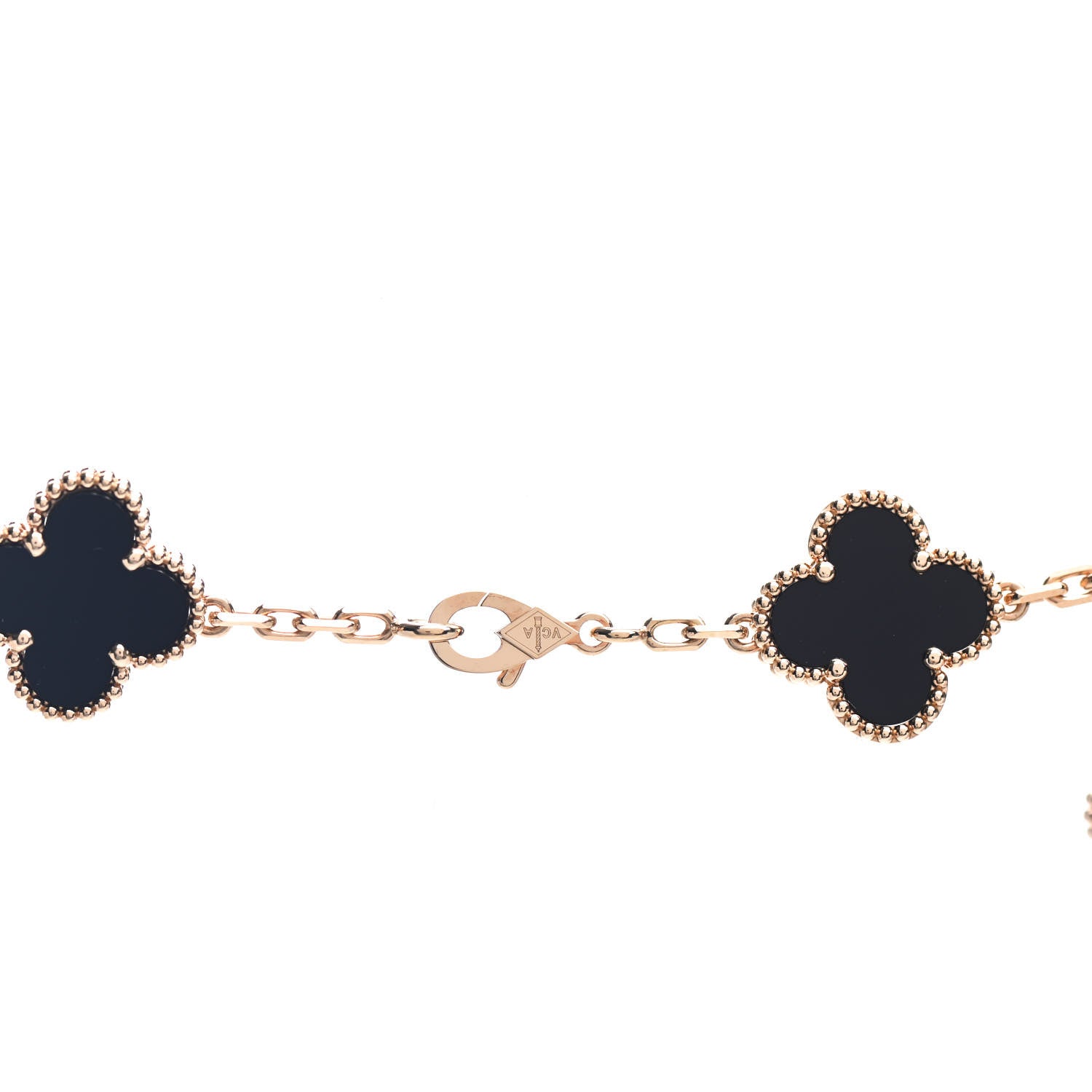 Van Cleef & Arpels 18K Yellow Gold Black Onyx 10 Motifs Vintage Alhambra Necklace 3 of 4