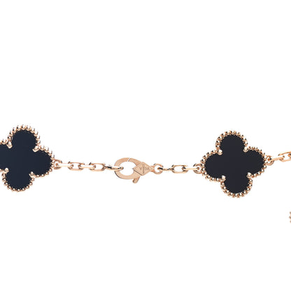 Van Cleef & Arpels 18K Yellow Gold Black Onyx 10 Motifs Vintage Alhambra Necklace 3 of 4