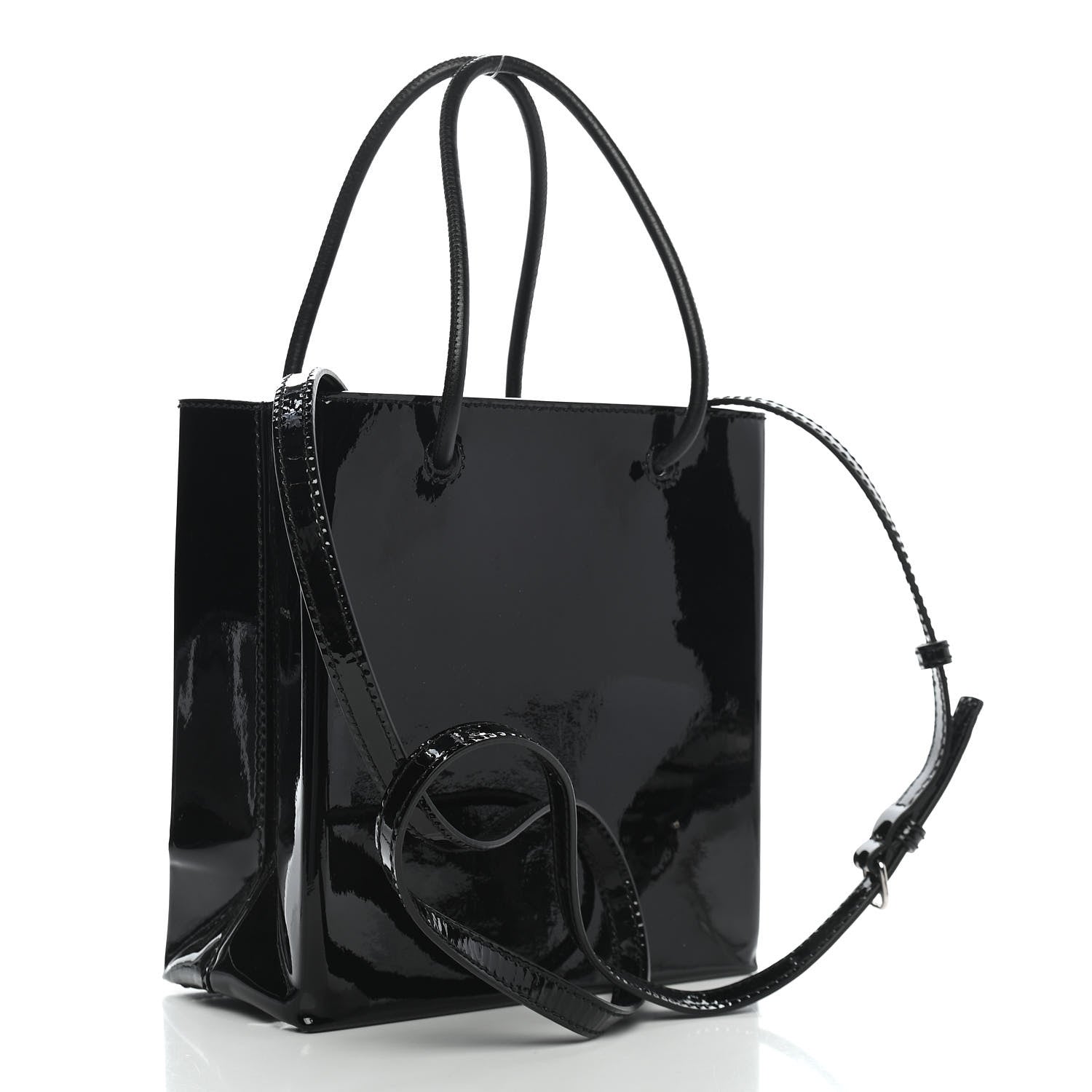 Balenciaga Patent Calfskin Logo Shopping Tote XXS Black 3 of 10