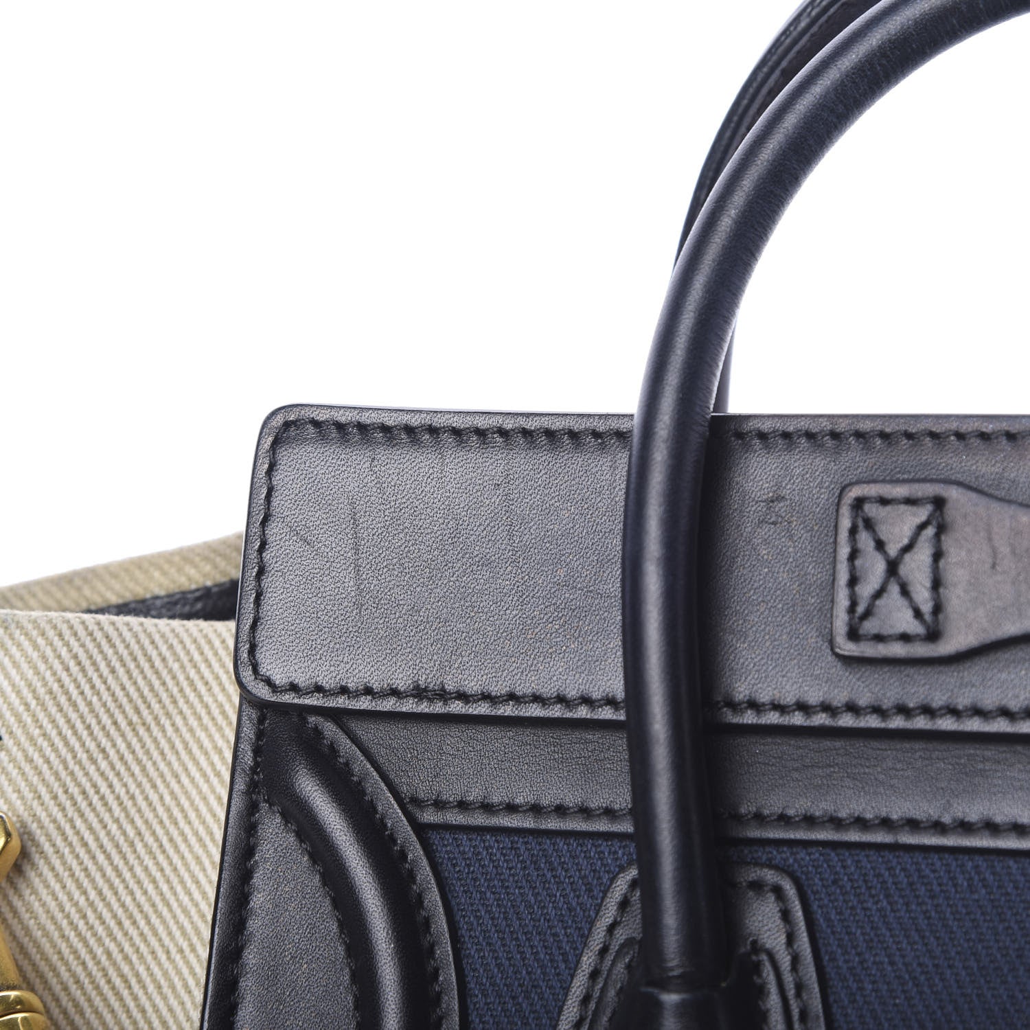 Celine Natural Canvas Smooth Calfskin Nano Luggage Navy 13 of 13