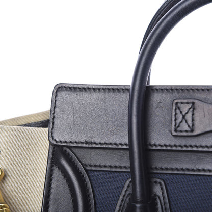 Celine Natural Canvas Smooth Calfskin Nano Luggage Navy 13 of 13