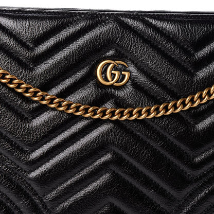 Gucci Azalea Calfskin Matelasse Heart Medium GG Marmont Slim Shoulder Bag Black 7 of 9
