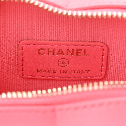 Chanel Lambskin Quilted CC In Love Heart Waist Belt Bag With Chain Pink 6 of 11