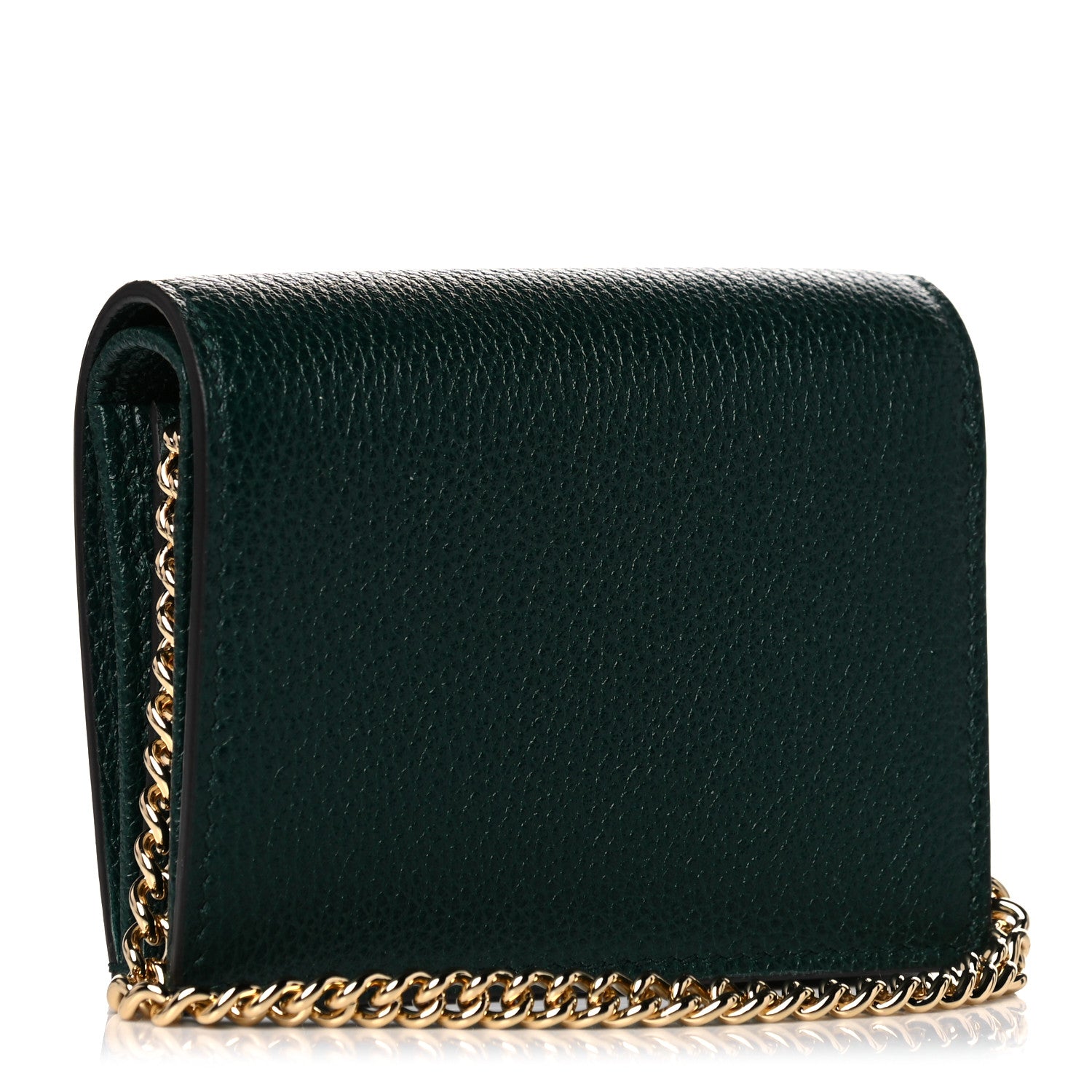 Gucci Grainy Calfskin Zumi Chain Card Case Wallet Vintage Green 3 of 10