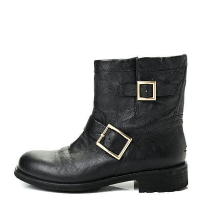 Jimmy Choo Lambskin Biker Boots 39 Black 1 of 8