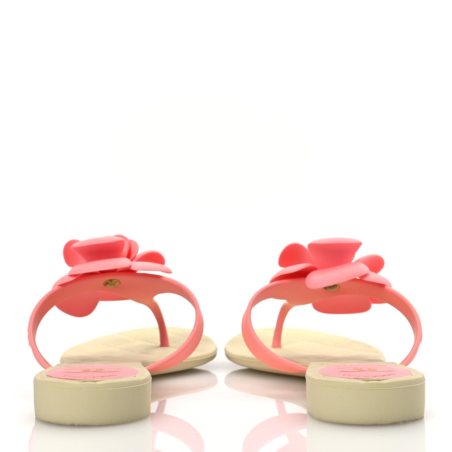 Jelly Quilted Camellia Thong Sandal 39 Pink Beige