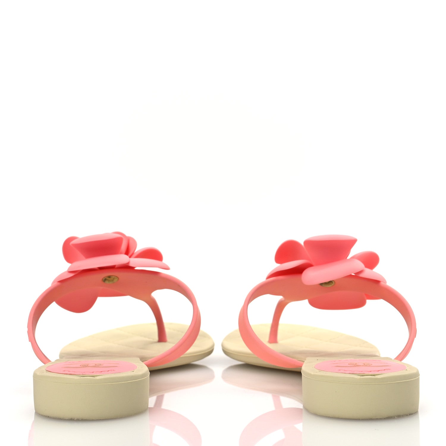 Chanel Jelly Quilted Camellia Thong Sandal 39 Pink Beige 5 of 11