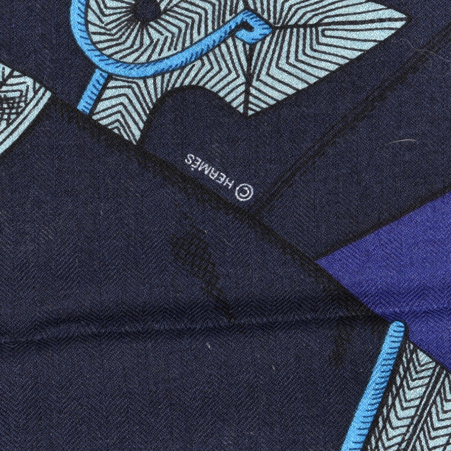 Cashmere Silk Zouaves Et Dragons Shawl 140 Marine Bordeaux Cobalt