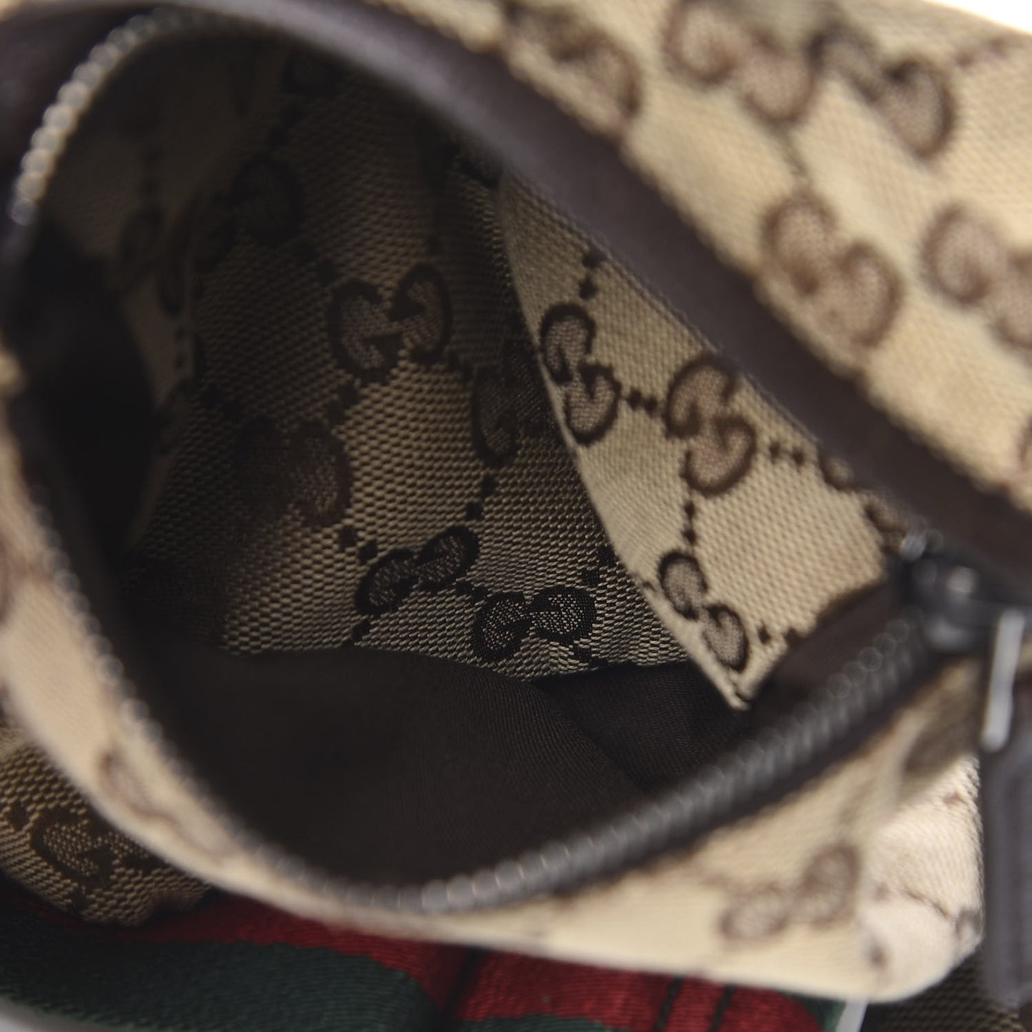 GG Monogram Web Double Pocket Belt Bag Dark Brown