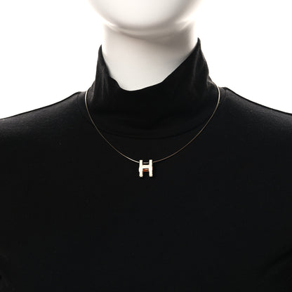 Hermes Lacquered Rose Gold Pop H Pendant Necklace Ecru 2 of 6
