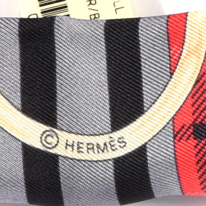 Hermes Silk Tatersale Twilly Rouge Black Bleu 4 of 4