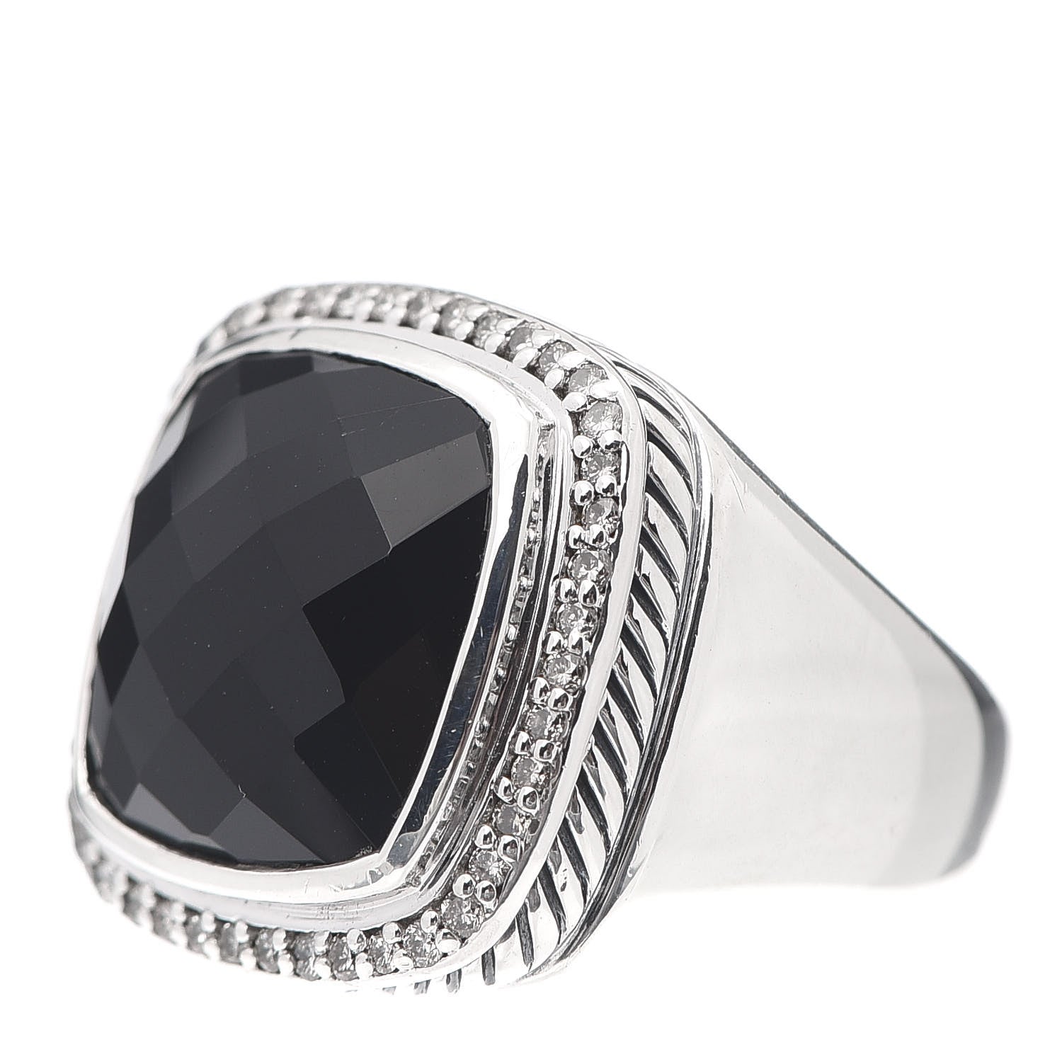 David Yurman Sterling Silver Diamond Black Onyx 14mm Albion Statement Ring 54 7 3 of 5