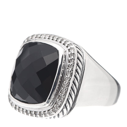 David Yurman Sterling Silver Diamond Black Onyx 14mm Albion Statement Ring 54 7 3 of 5