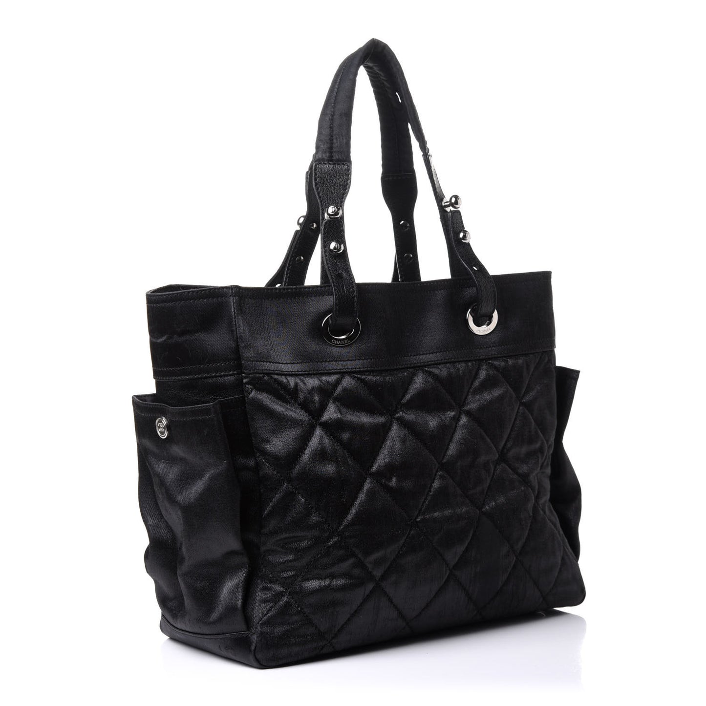 Coated Canvas Quilted Large Paris Biarritz Tote Black