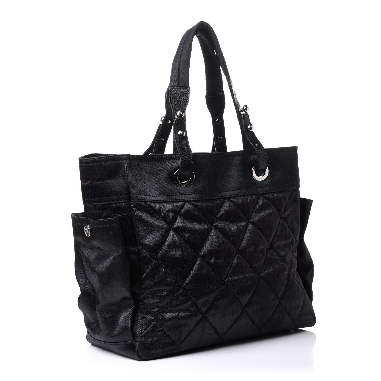 Chanel Coated Canvas Quilted Large Paris Biarritz Tote Black 4 of 16