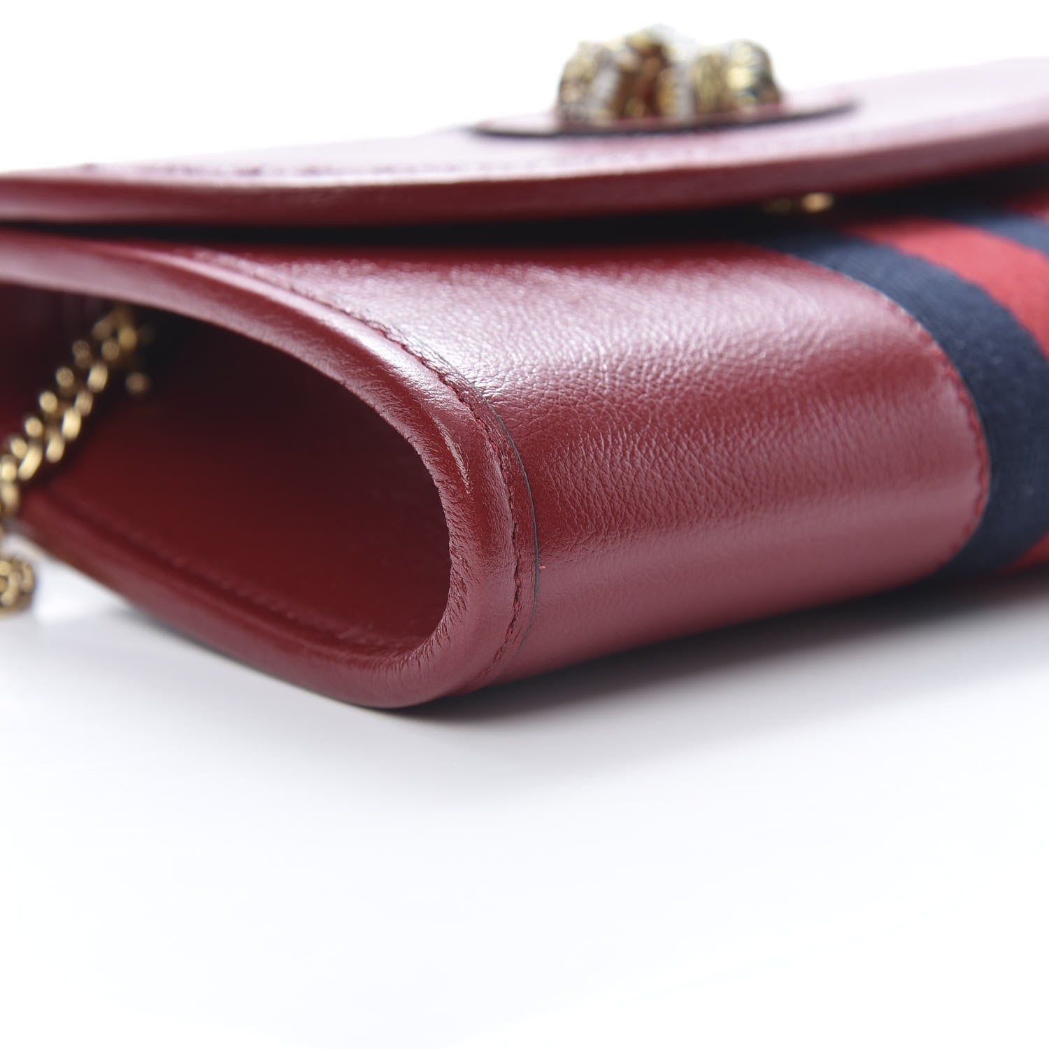 Gucci Textured Calfskin Web Mini Rajah Slim Flap Shoulder Bag Romantic Cherry 10 of 12