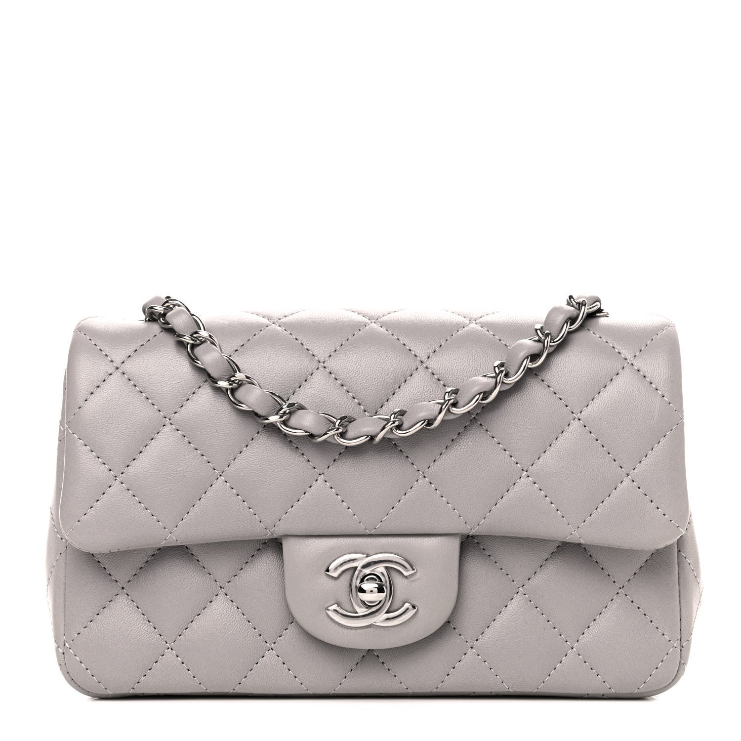Chanel Lambskin Quilted Mini Rectangular Flap Grey 1 of 4