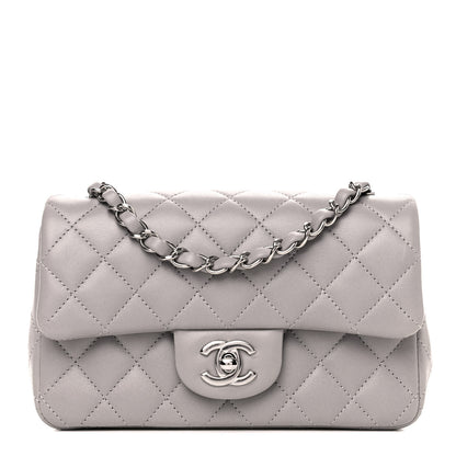 Chanel Lambskin Quilted Mini Rectangular Flap Grey 1 of 4