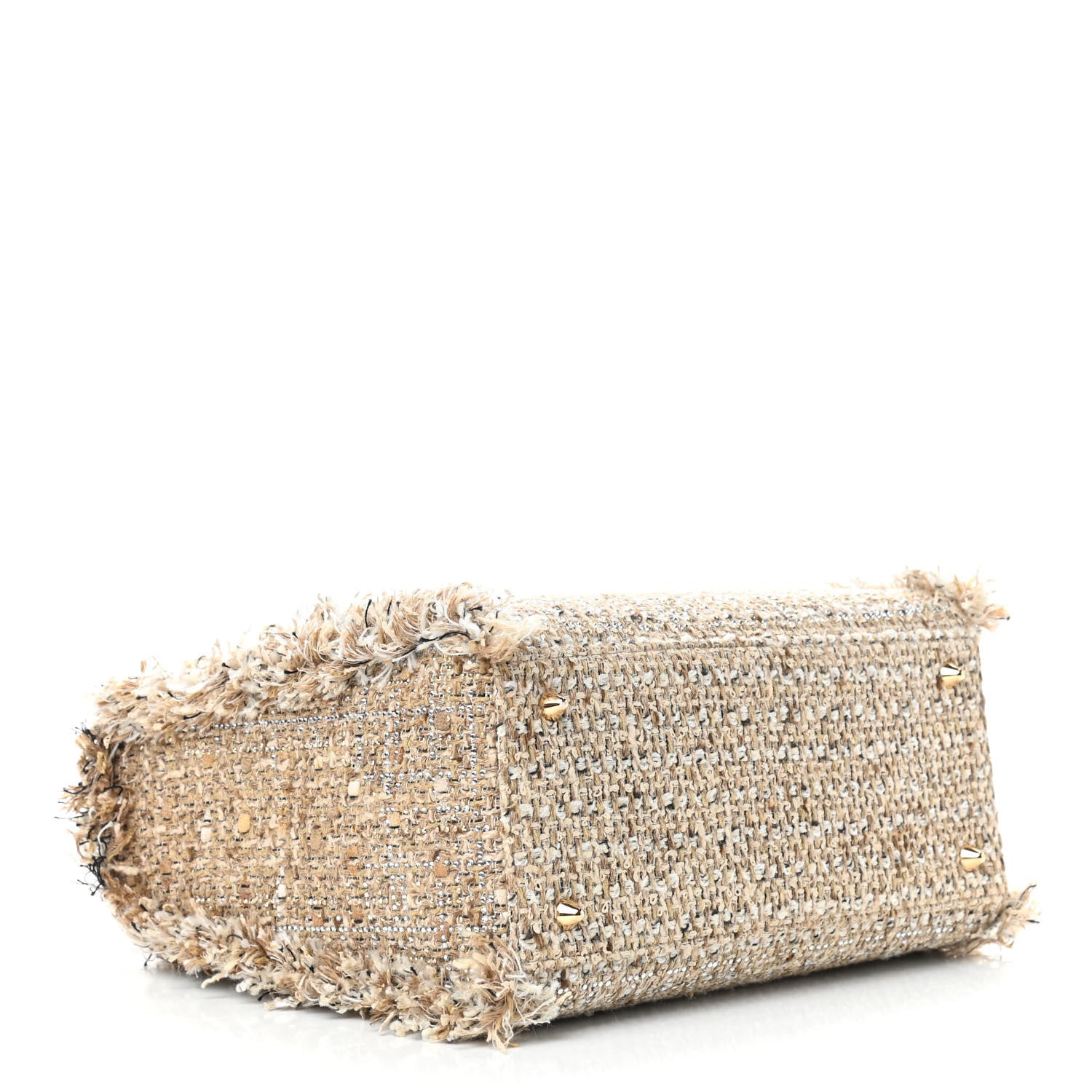 Christian Dior Tweed Crystal Fringe Medium Lady Dior Beige 4 of 9