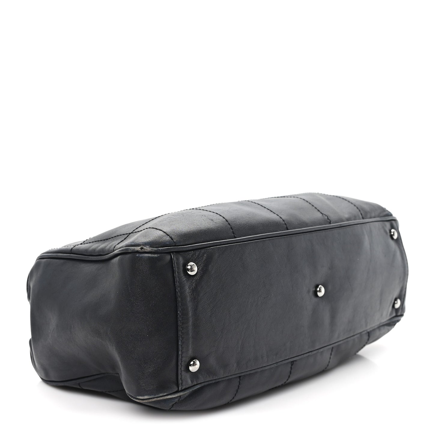 Lambskin Square Stitched Large Tote  Black