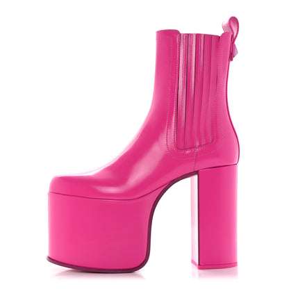 Valentino Garavani Calfskin Roman Stud Beatle Chelsea Platform 80/125mm Ankle Boots 36 Pink PP 1 of 9