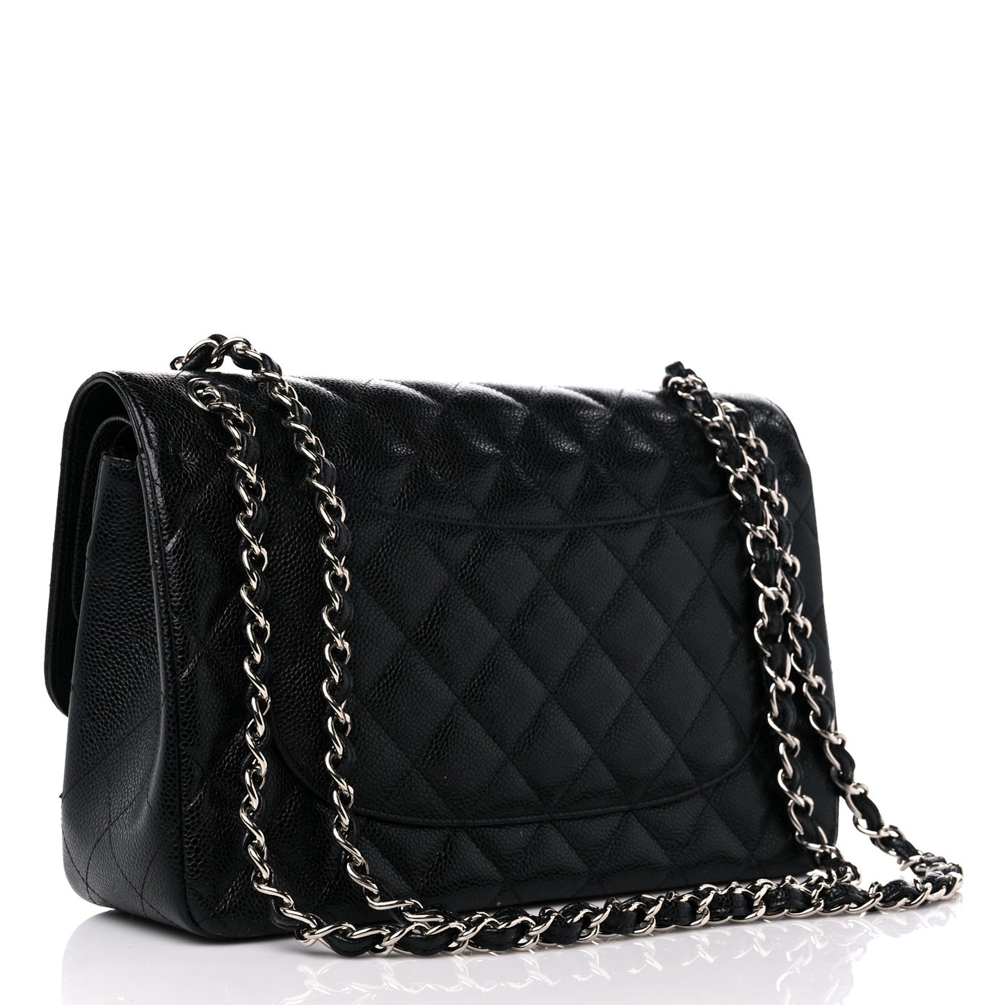 Caviar Quilted Jumbo Double Flap Black
