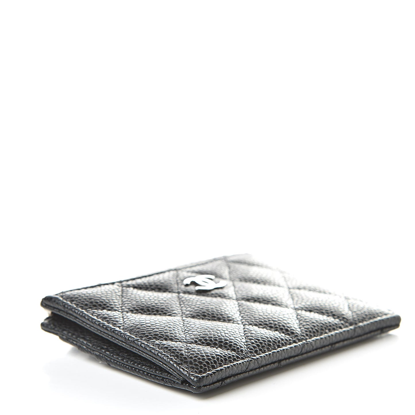 Caviar Quilted CC Zip Card Holder Black