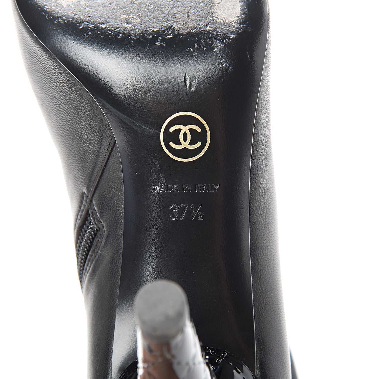 Chanel Lambskin Patent Cap Toe Ankle Boots 37.5 Black 7 of 9
