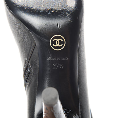Chanel Lambskin Patent Cap Toe Ankle Boots 37.5 Black 7 of 9