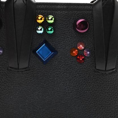 Christian Louboutin Calfskin Empire Spike Studded Mini North South Cabata Tote Black Multicolor 7 of 9