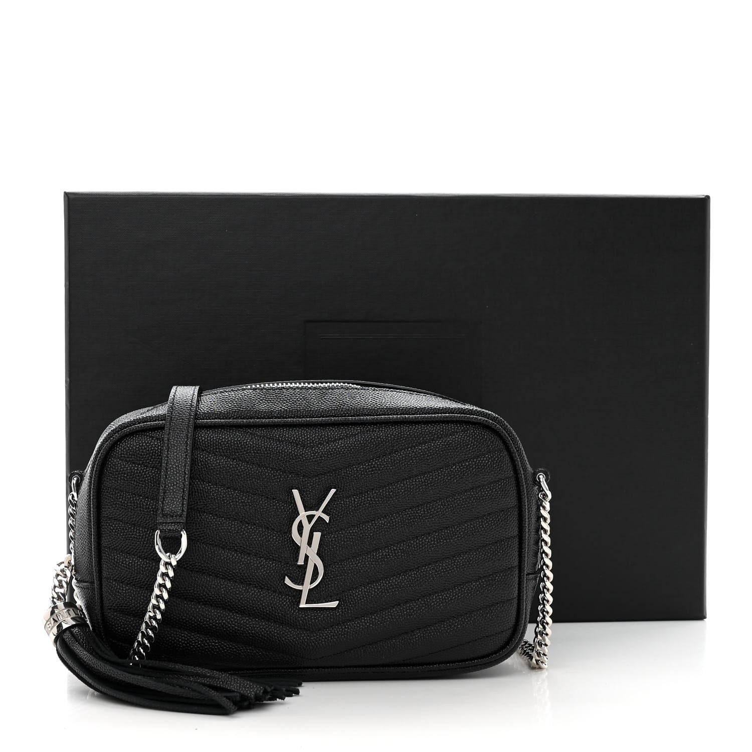 Saint Laurent Grain De Poudre Matelasse Monogram Mini Lou Camera Bag Black 10 of 10