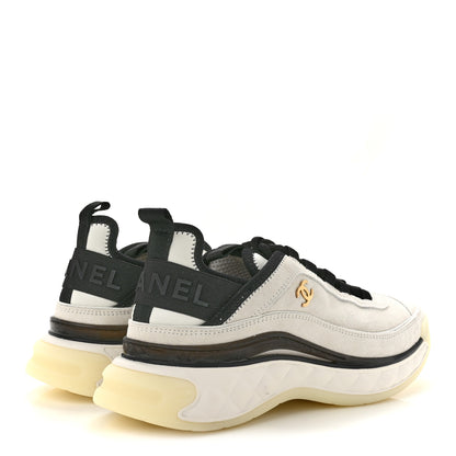 Chanel Suede Calfskin Nylon Grosgrain CC Sneakers 38 White 5 of 9